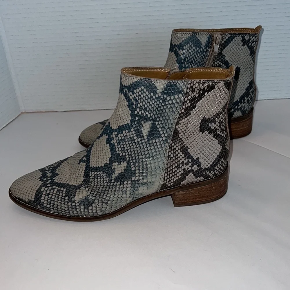 Lucky Brand Letrica Leather Snake Print Ankle Bootie Women Size 8 M NEW